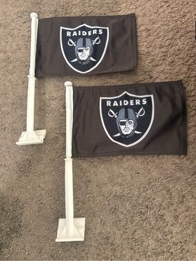 Las Vegas Raiders Car Window Flags - Black & White (Pair)
